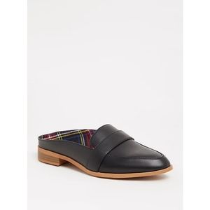 Torrid black faux leather loafer mule slip on size 10W